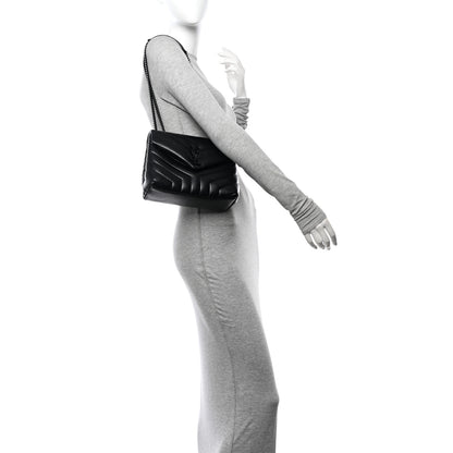 Saint Laurent Calfskin Y Quilted Monogram Monochrome Small Loulou Chain Satchel Black 2 of 12