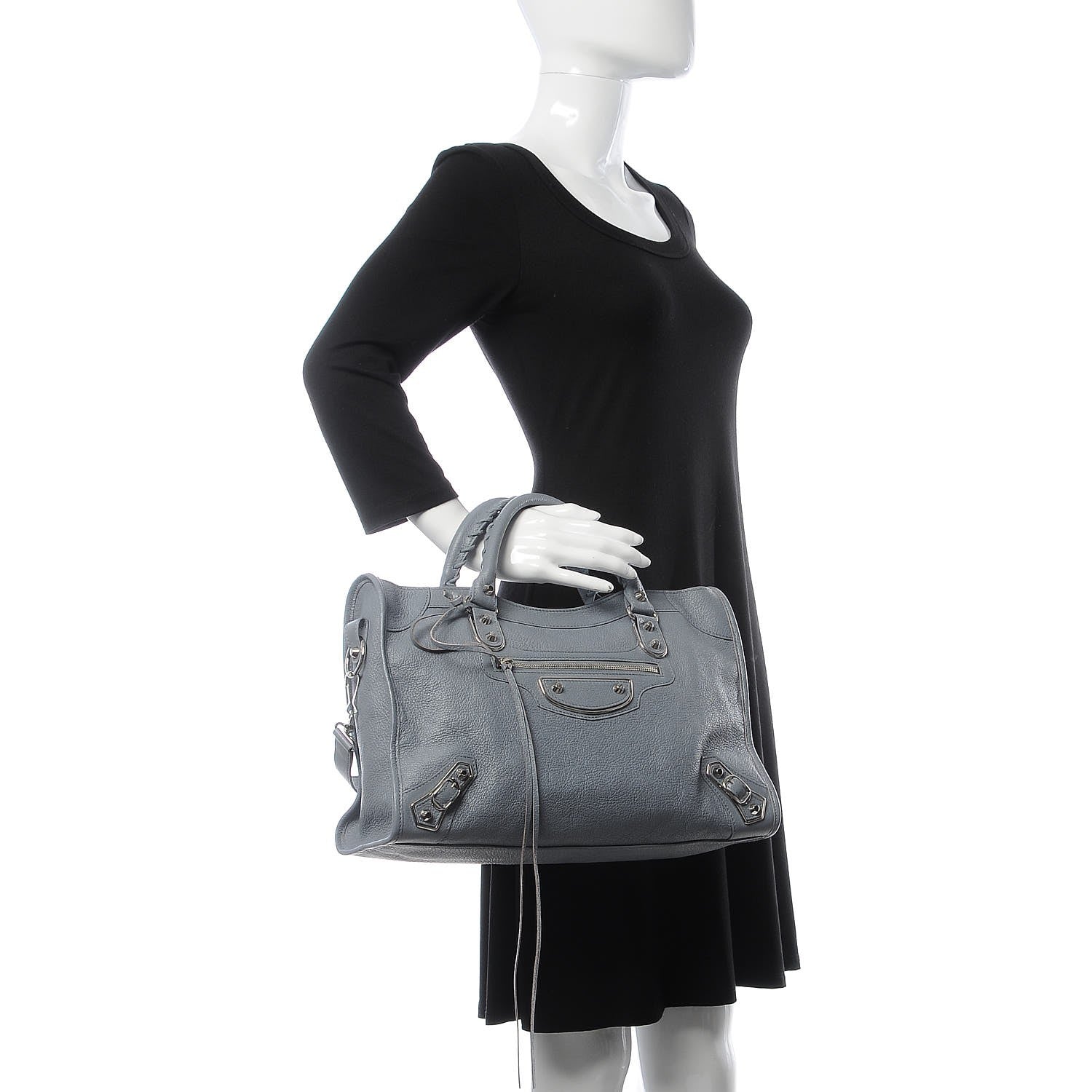 Balenciaga Chevre Silver Metallic Edge Hardware City Bleu Acier 2 of 12