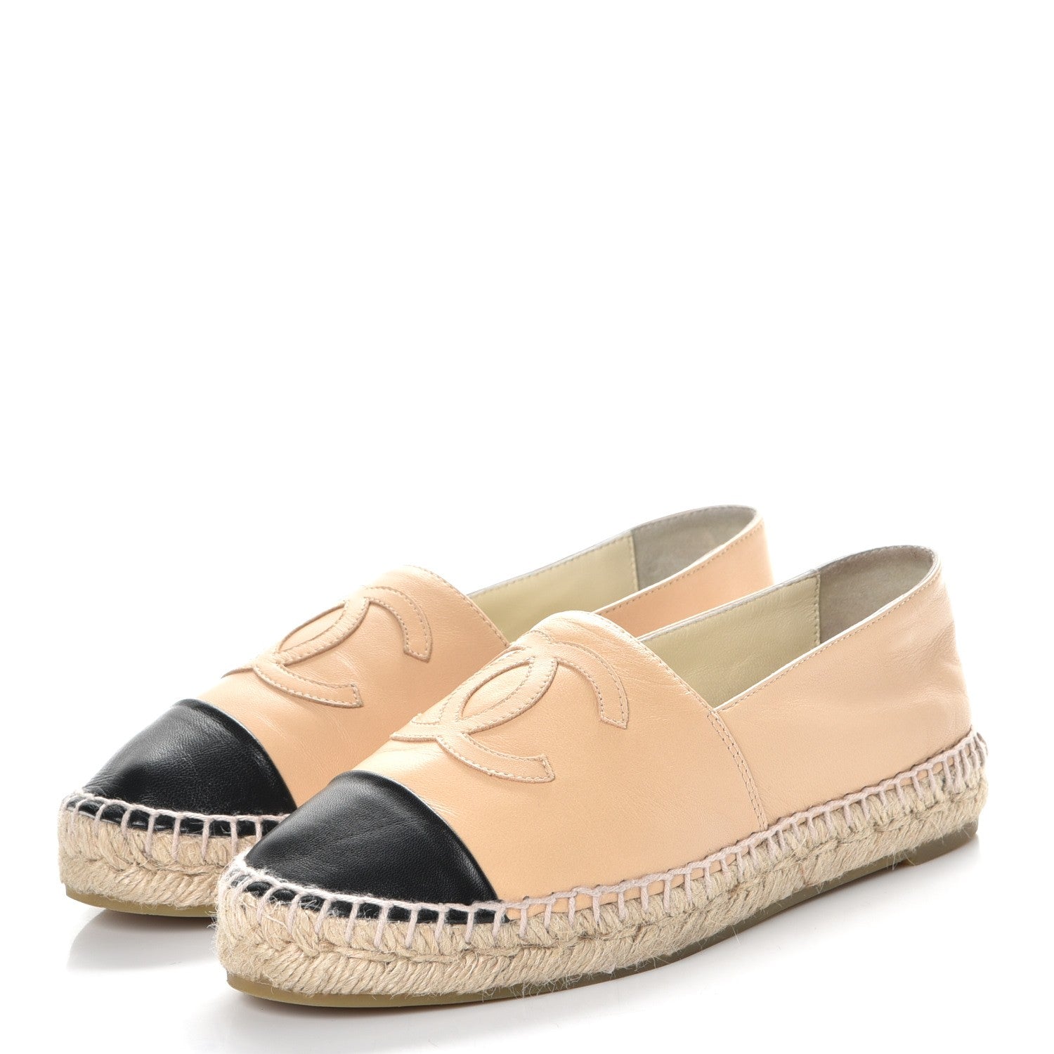 Chanel Lambskin CC Espadrilles 36 Beige Black 3 of 11