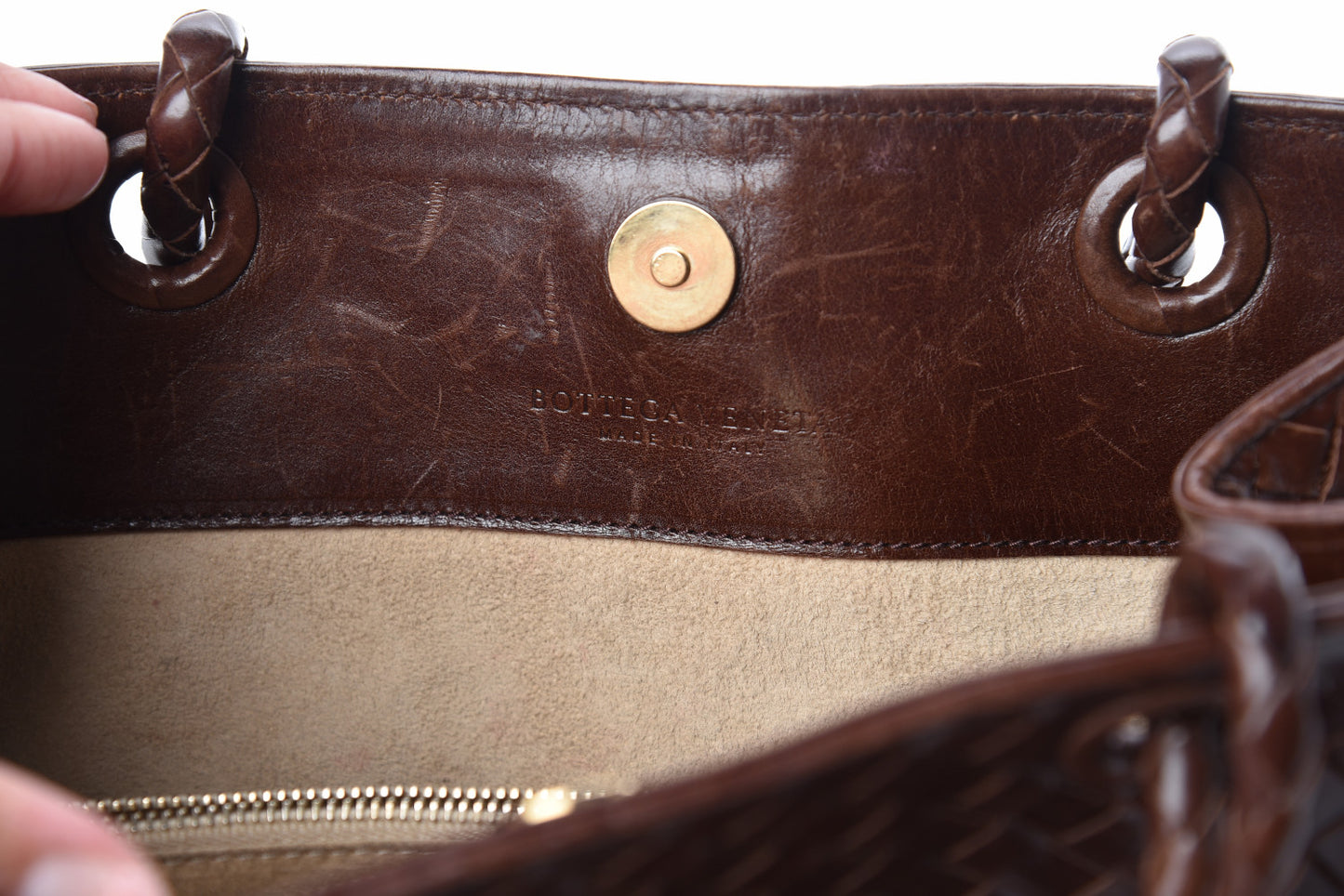 Nappa Intrecciato Woven Tote Ebano