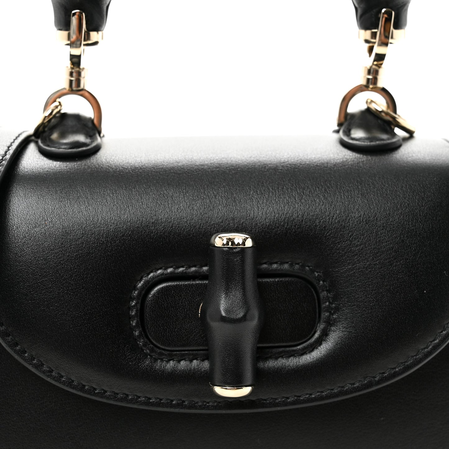 Boarded Dyana Lux Calfskin Mini Bamboo 1947 Top Handle Bag Black
