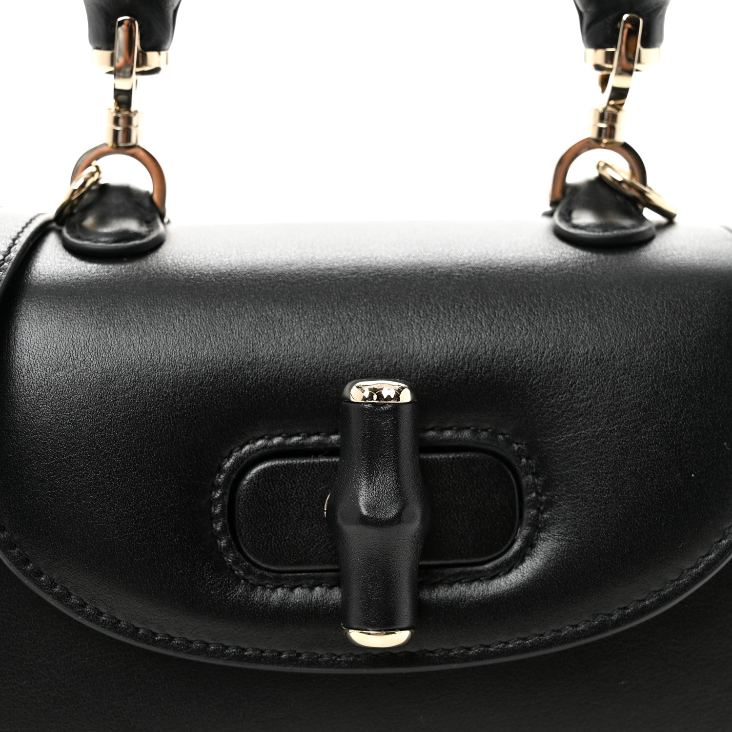 Gucci Boarded Dyana Lux Calfskin Mini Bamboo 1947 Top Handle Bag Black 7 of 9