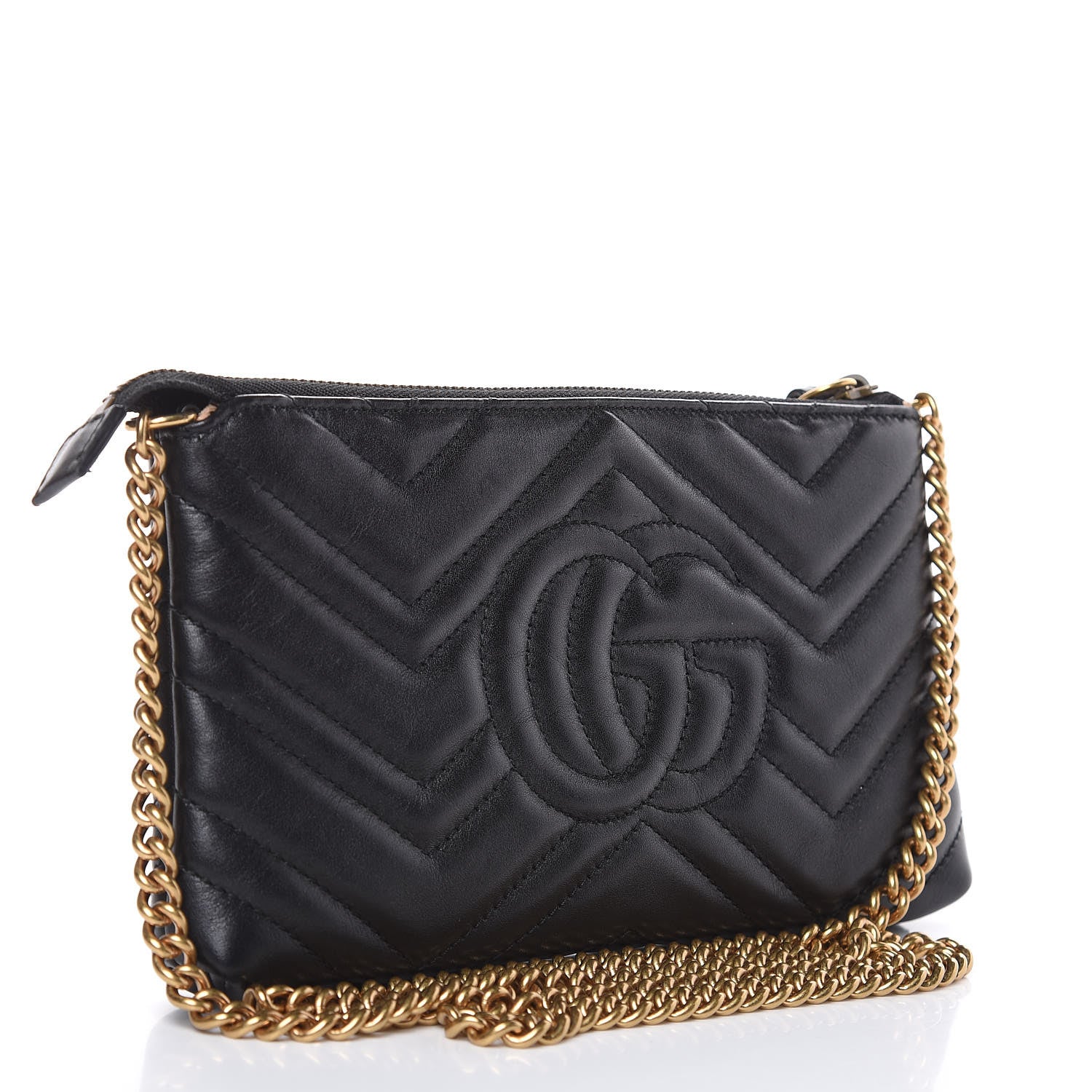 Gucci Calfskin Matelasse Mini GG Marmont Chain Bag Black 3 of 13