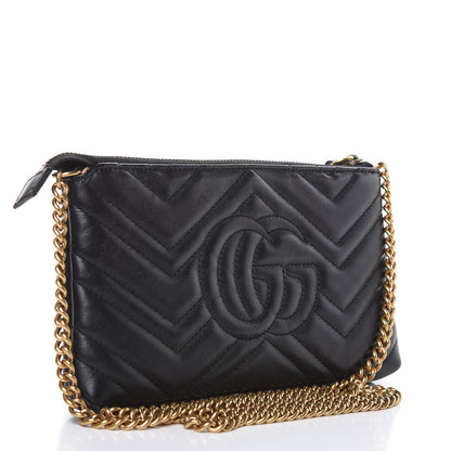 Gucci Calfskin Matelasse Mini GG Marmont Chain Bag Black 3 of 13