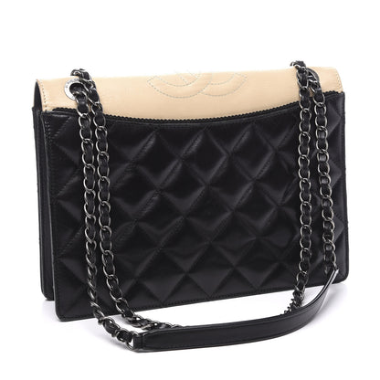 Chanel Calfskin Quilted Ballerine Flap Black Beige 2 of 9