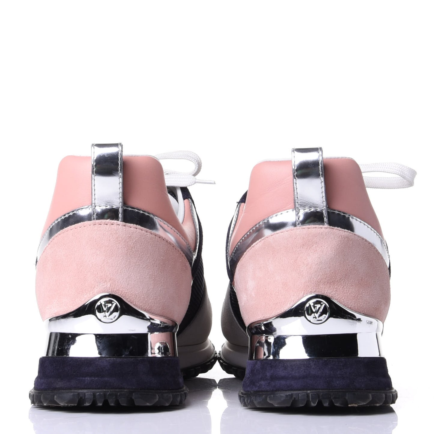 Suede Calfskin Run Away Sneakers 38.5 Blue Pink White