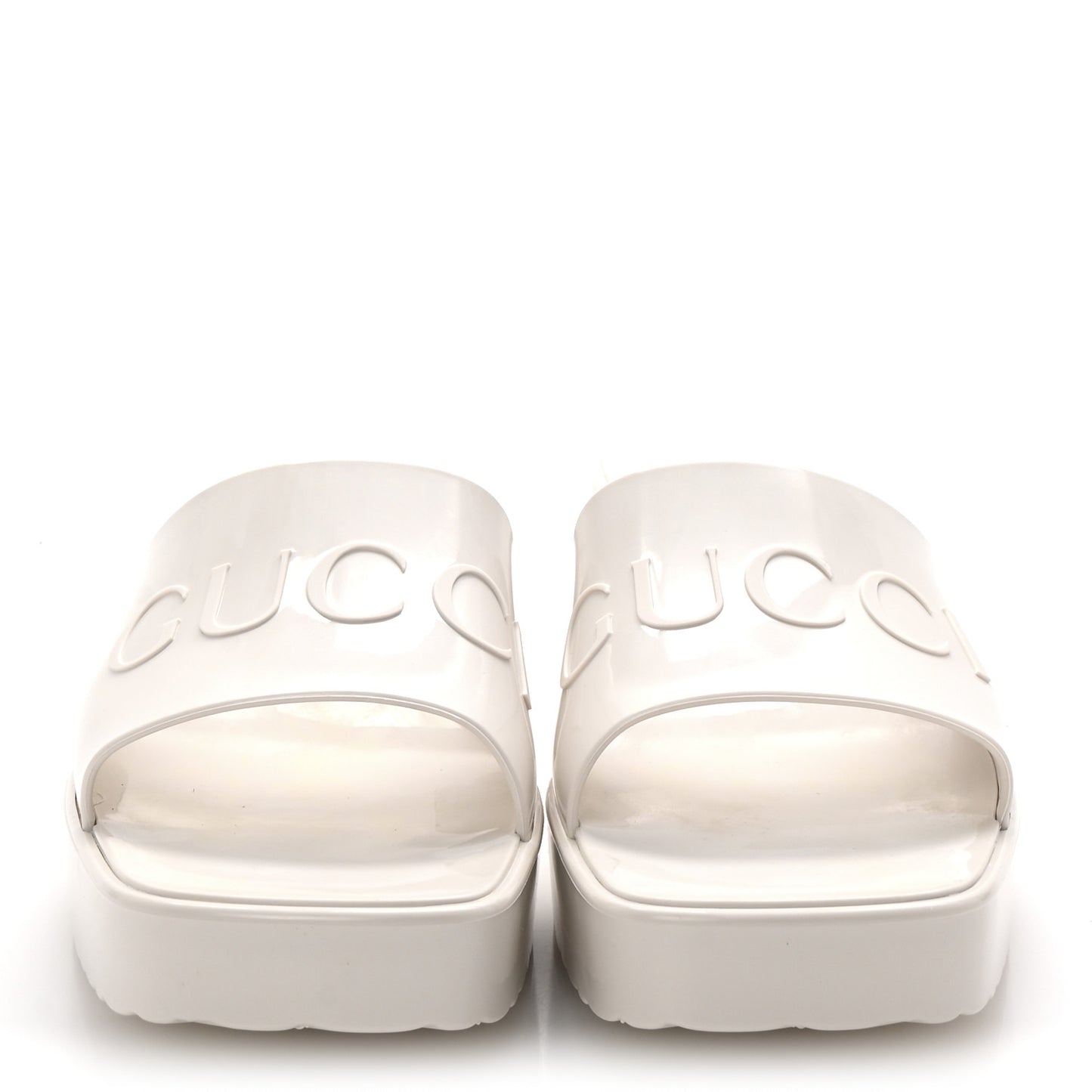 Rubber Gucci Logo Womens Platform 20/60mm Slide Sandals 41 Mystic White