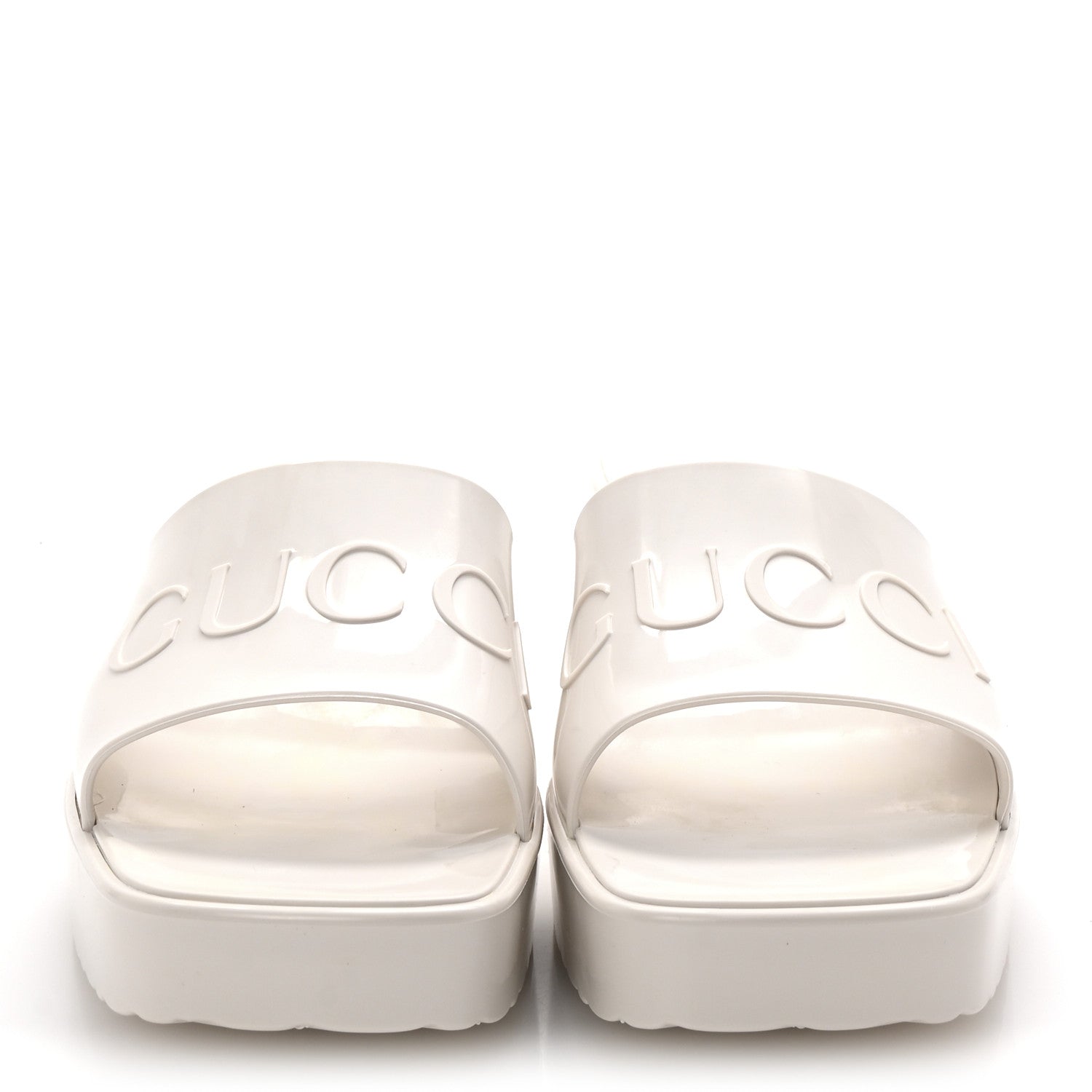 Gucci Rubber Gucci Logo Womens Platform 20/60mm Slide Sandals 41 Mystic White 2 of 9