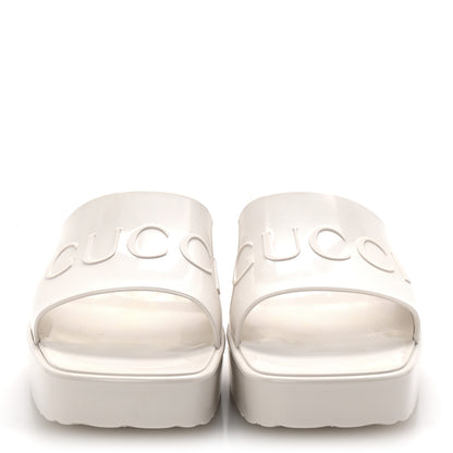 Gucci Rubber Gucci Logo Womens Platform 20/60mm Slide Sandals 41 Mystic White 2 of 9