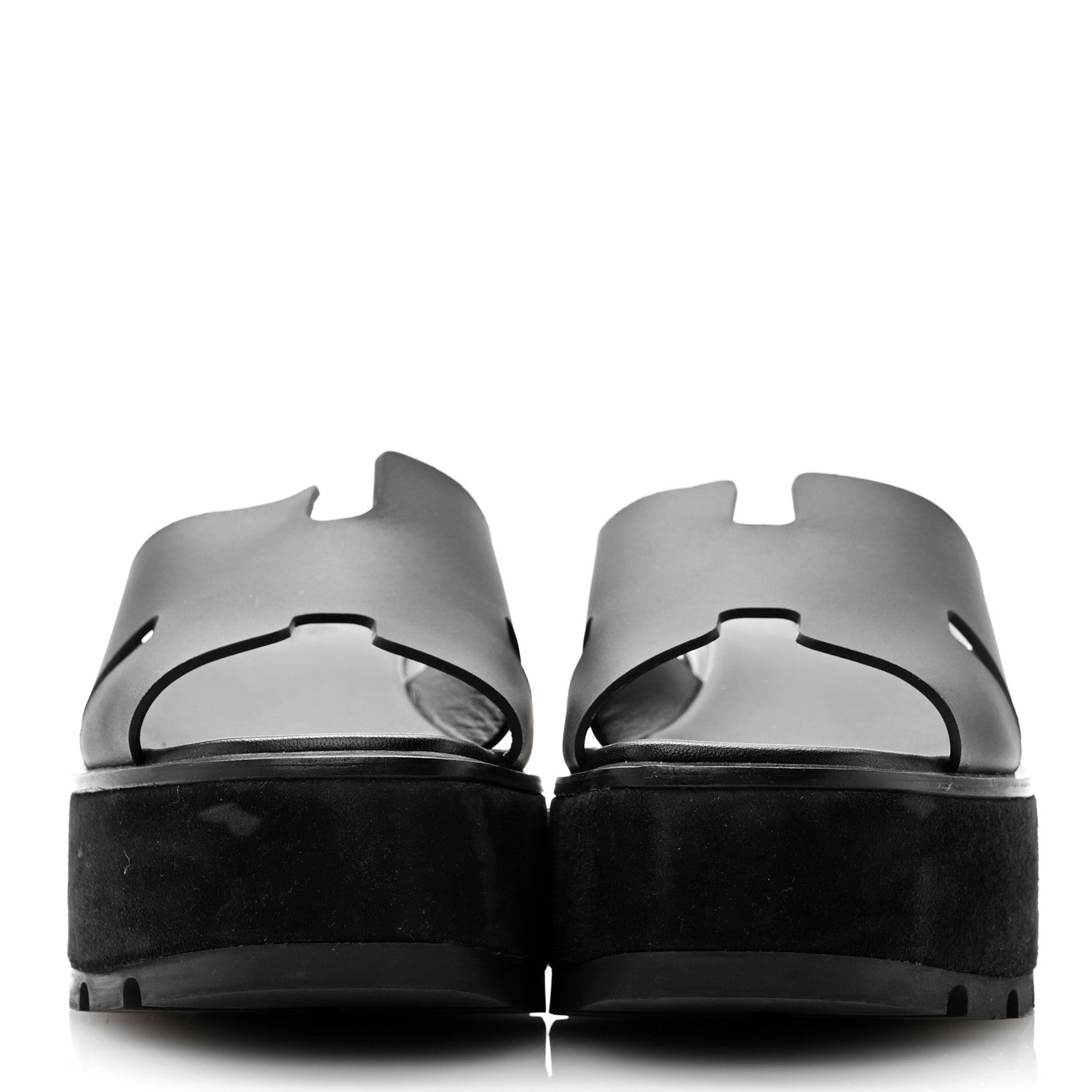 Hermes Calfskin Suede Eze 30 Sandals 37 Black 2 of 10
