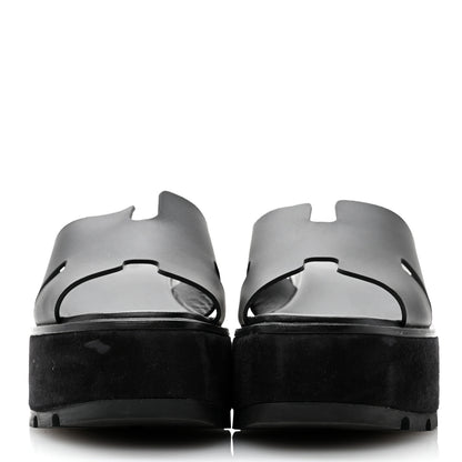Hermes Calfskin Suede Eze 30 Sandals 37 Black 2 of 10