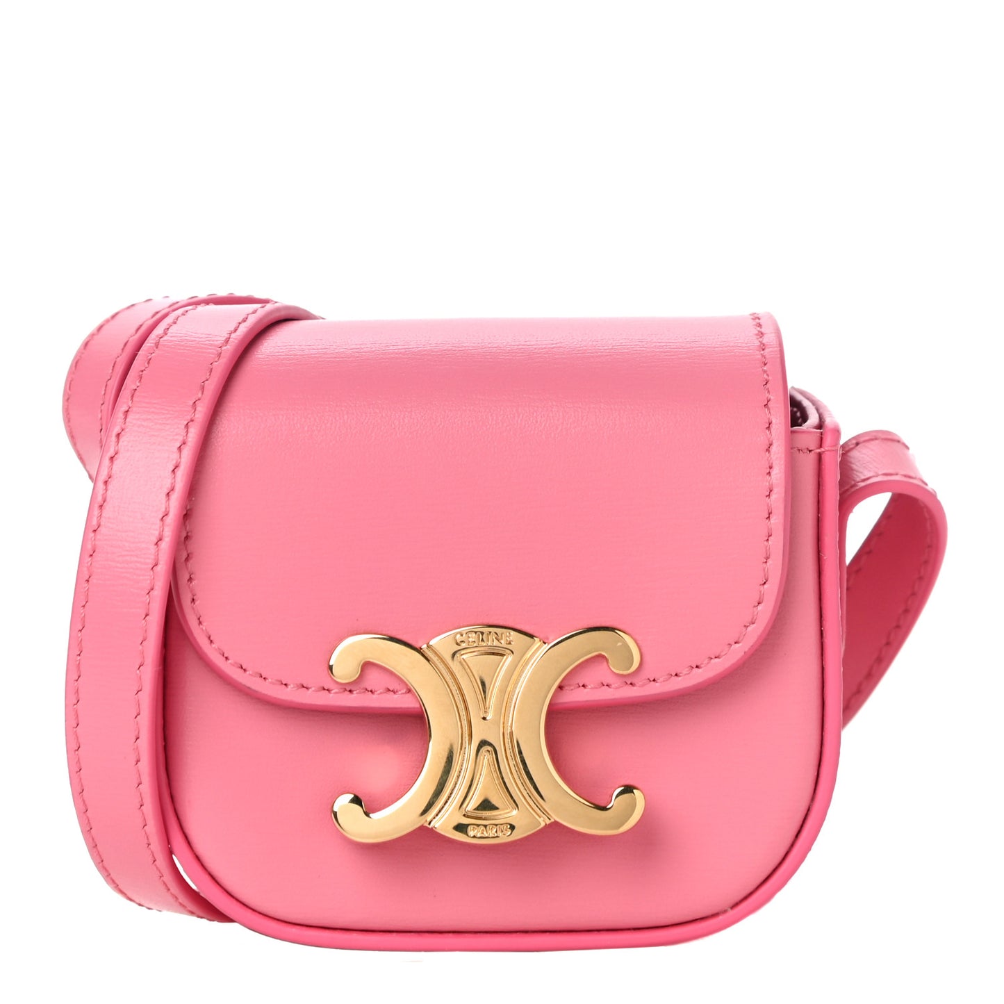 Calfskin Triomphe Airpods Case With Strap Flamingo