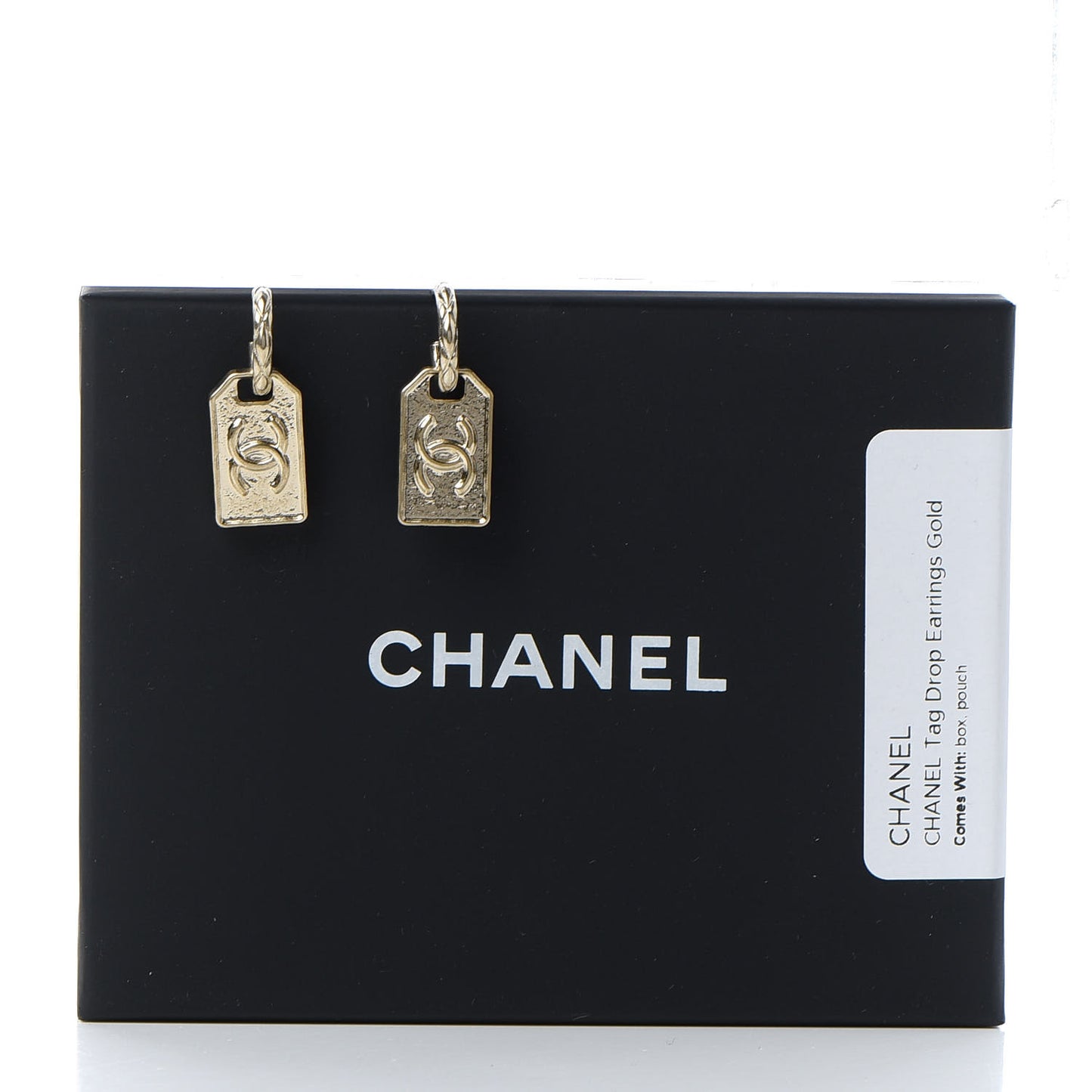 CC Tag Drop Earrings Gold