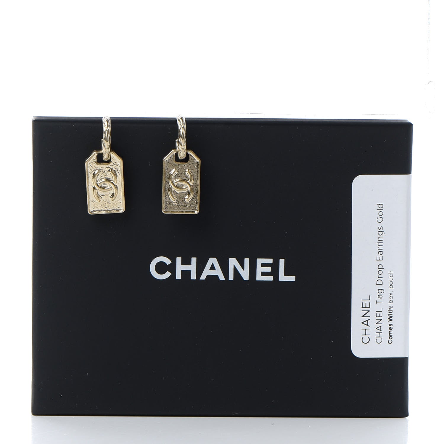 Chanel CC Tag Drop Earrings Gold 5 of 5