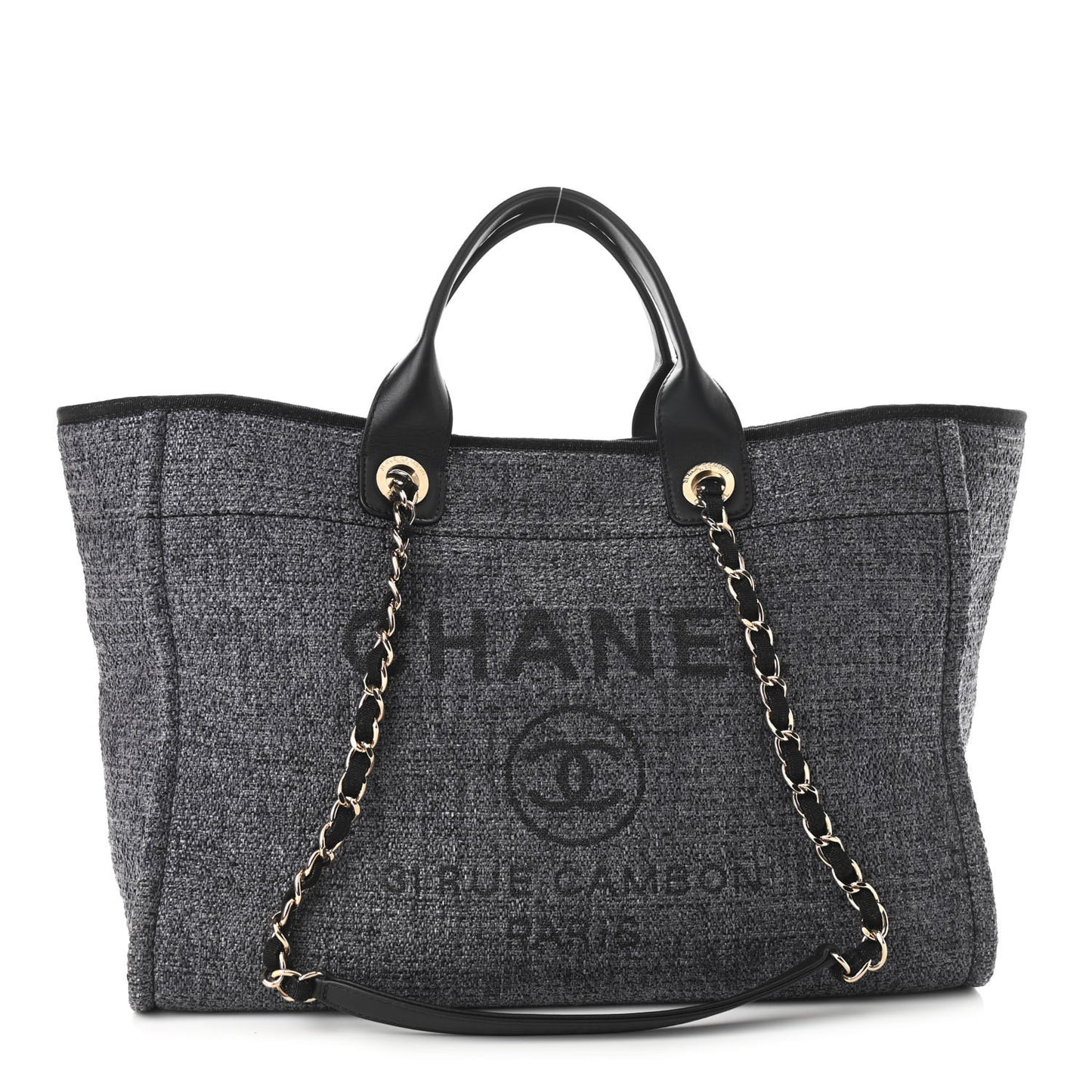 Lurex Boucle Medium Deauville Tote Black