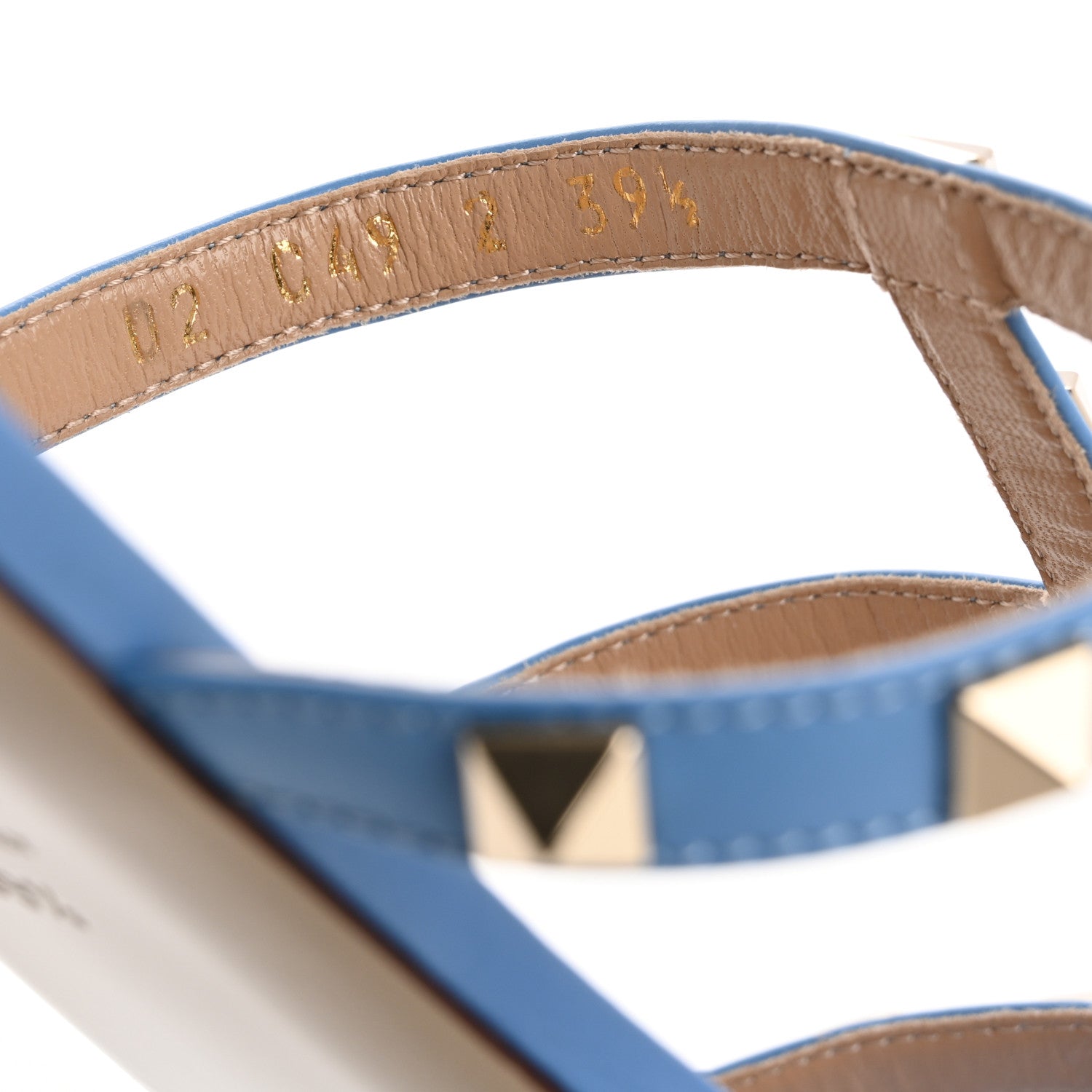 Valentino Garavani Nappa Rockstud Caged Flat Slide Sandals 39.5 Denim 9 of 10