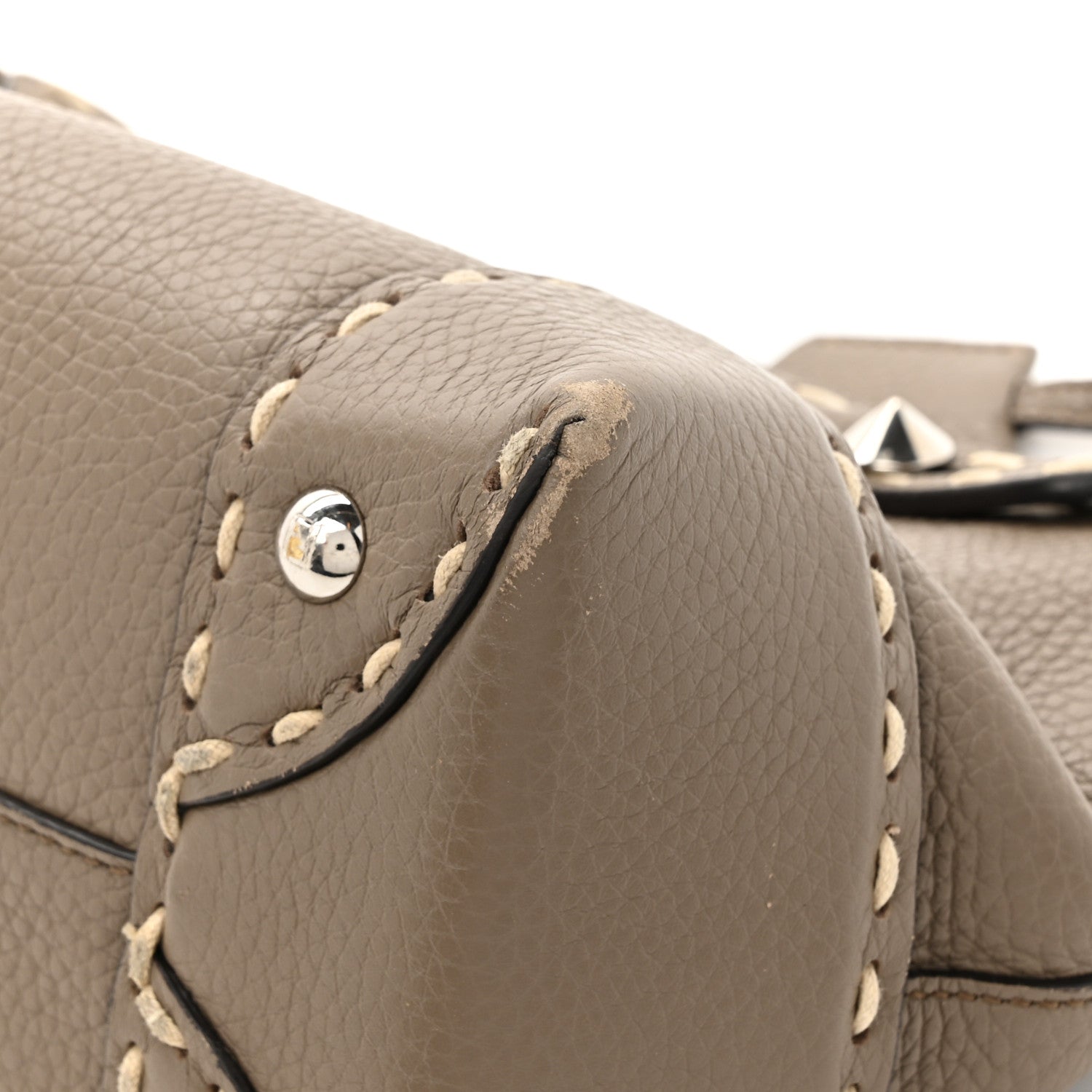 Fendi Vitello Stampa Granata Macro Stitchings Medium By The Way Boston Bag Tartufo 14 of 15