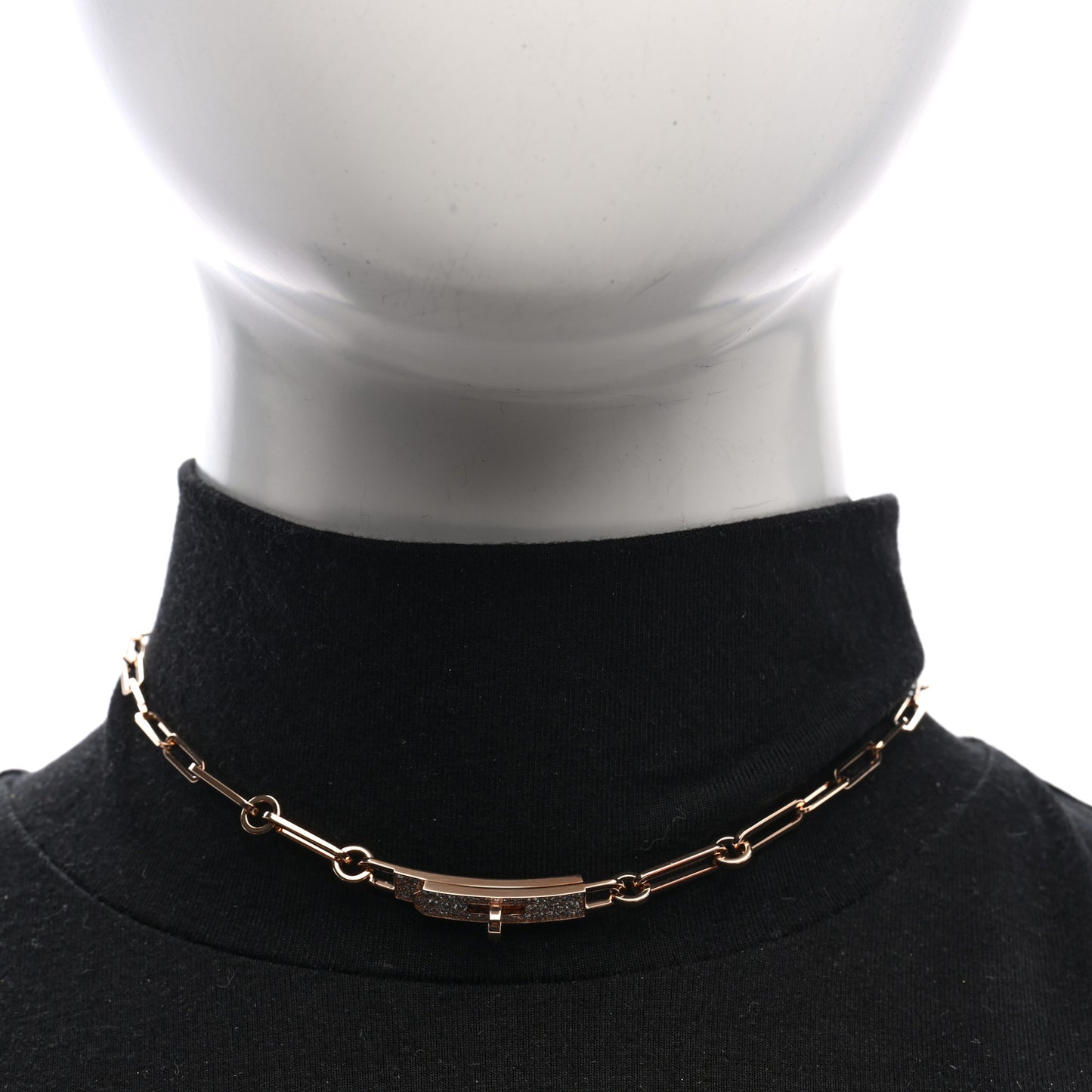 18K Rose Gold Diamond Pave Kelly Chaine Choker Necklace