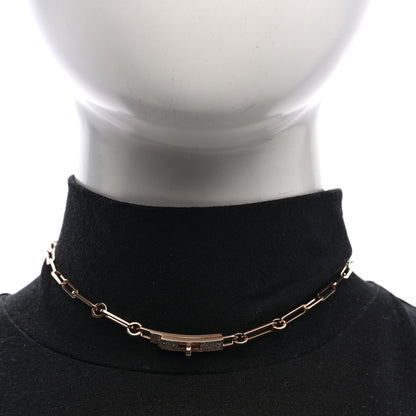 Hermes 18K Rose Gold Diamond Pave Kelly Chaine Choker Necklace 2 of 6