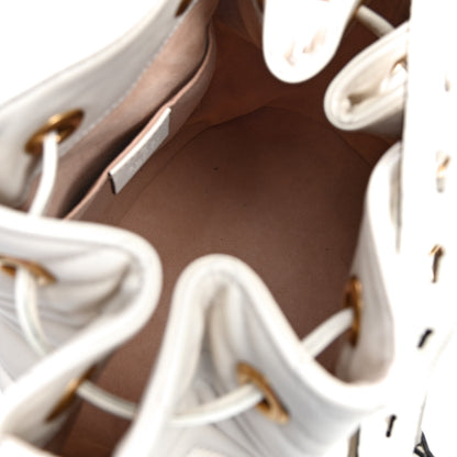 Gucci Calfskin Matelasse Sylvie Web GG Marmont Bucket Bag White 7 of 8