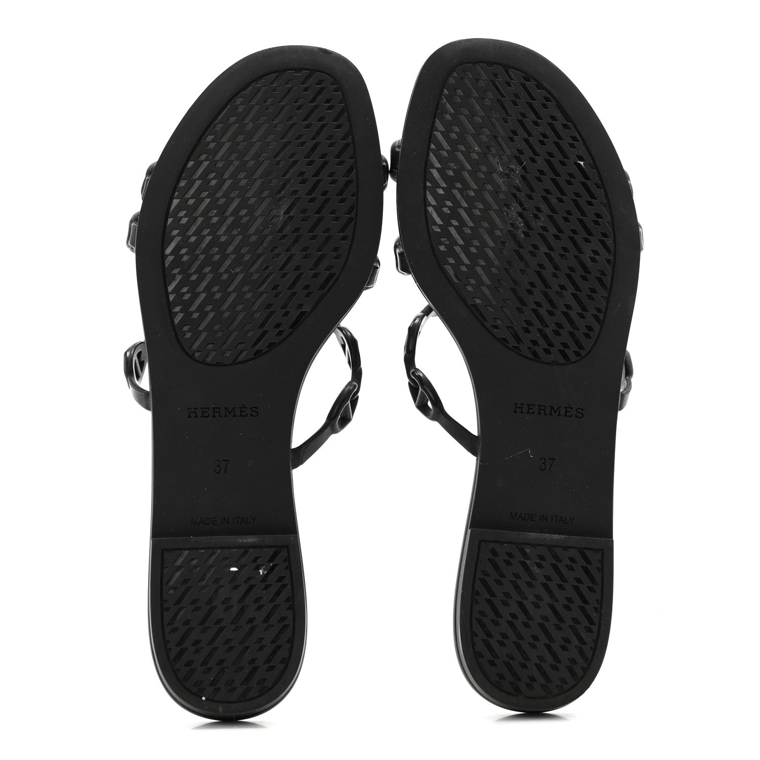 Hermes Rubber Chaine d'Ancre Rivage Sandals 37 Black 5 of 7