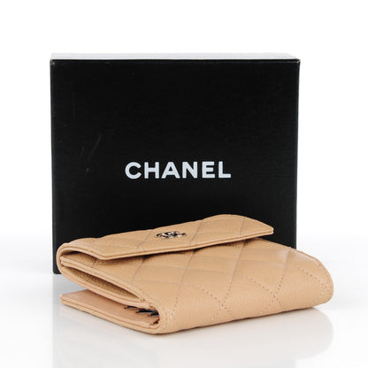 Chanel Caviar Quilted Compact Flap Wallet Beige 4 of 8