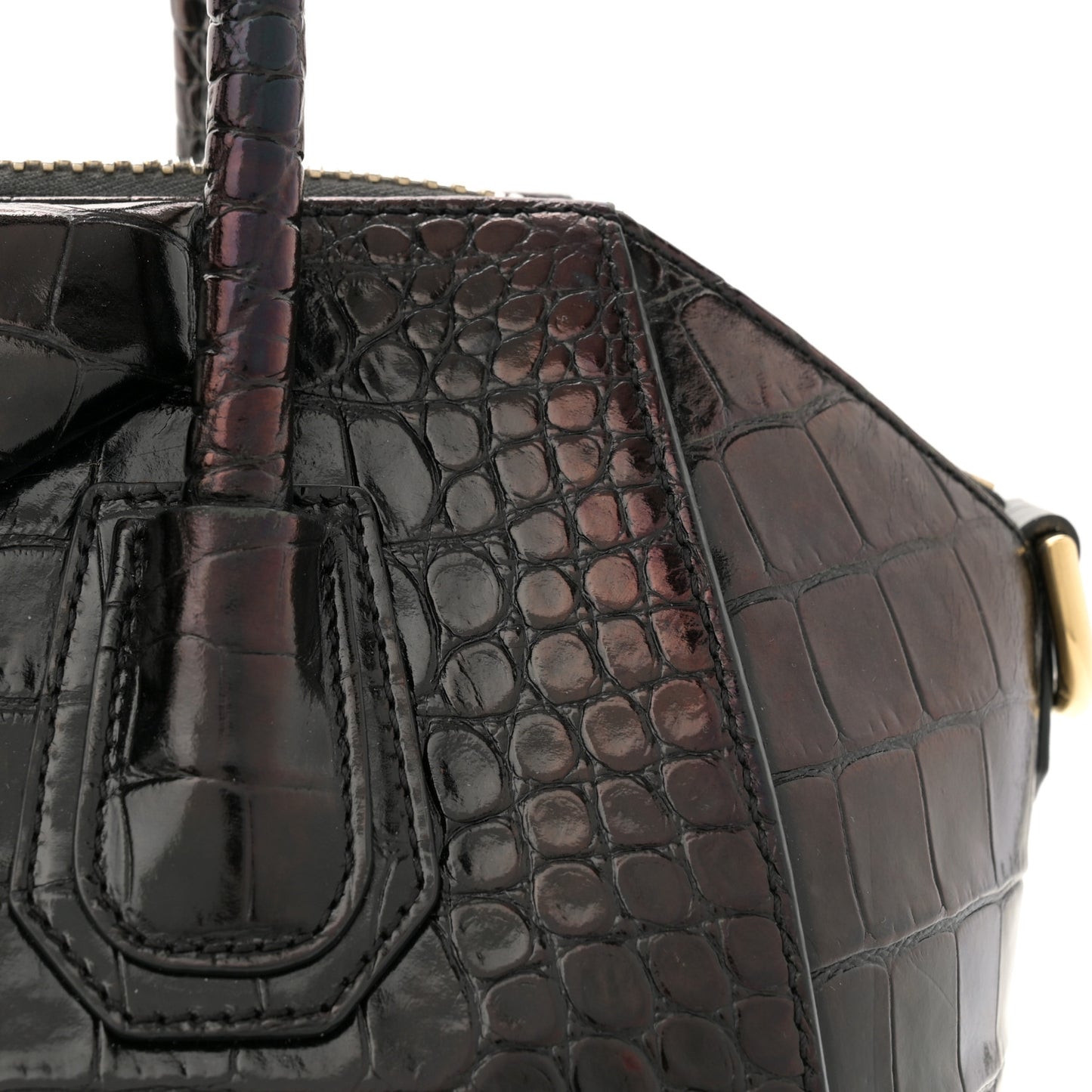 Calfskin Crocodile Embossed Small Antigona Black