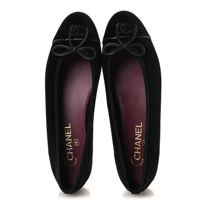 Chanel Velvet Cap Toe Ballerina Flats 40 Black 2 of 12