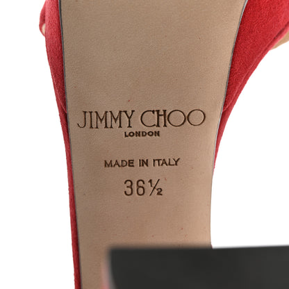Jimmy Choo Soft Suede Kaytrin 120 Platform Sandals 36.5 Red 8 of 9