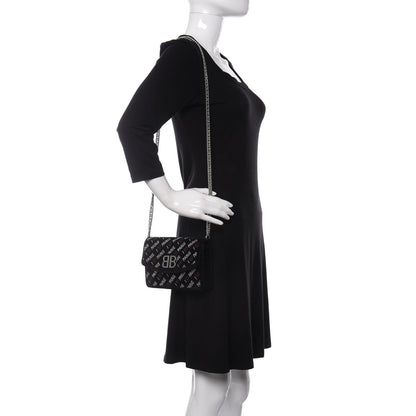 Balenciaga Velvet Crystal I Love Paris BB Wallet On Chain Black 2 of 12