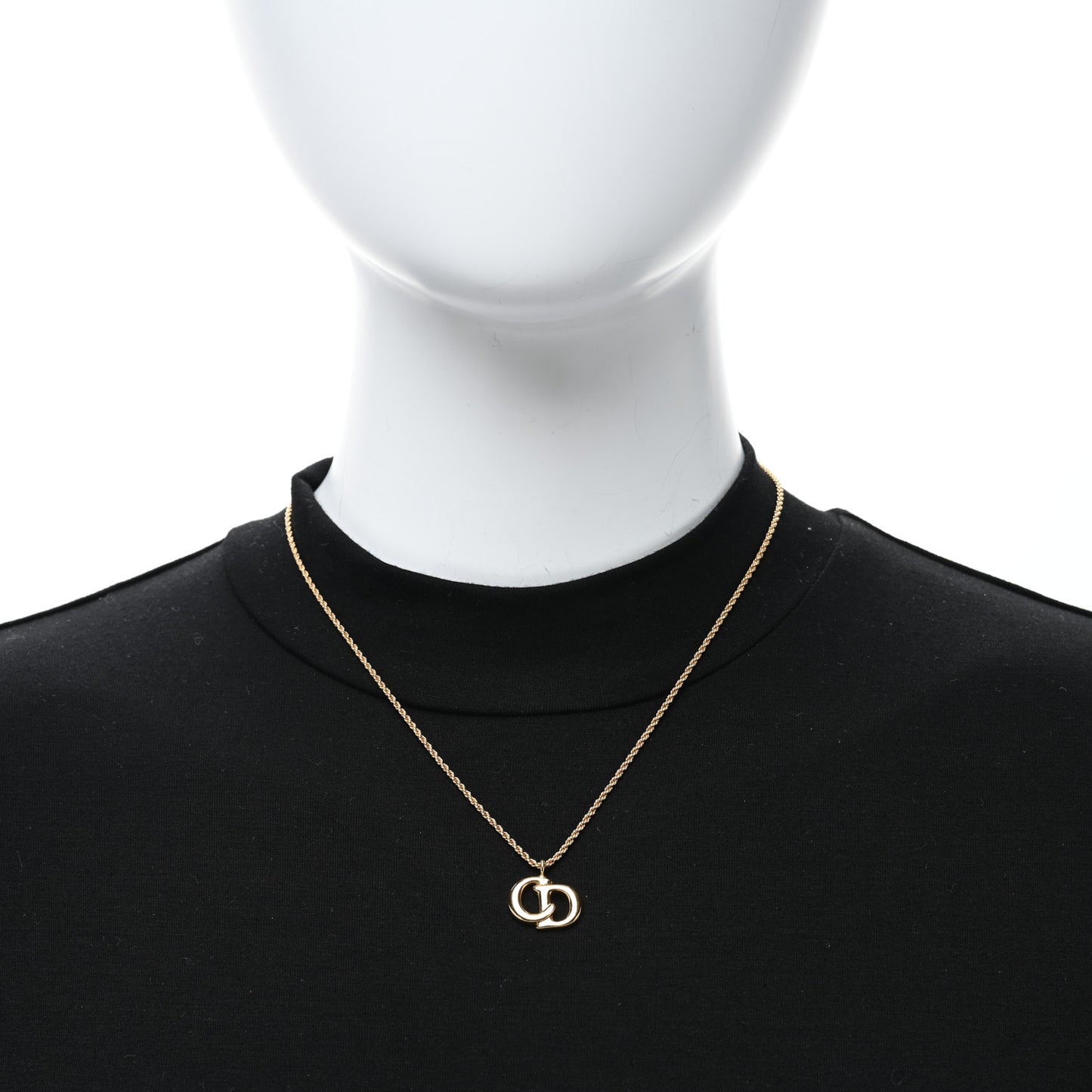 Metal CD Logo Pendant Necklace Gold