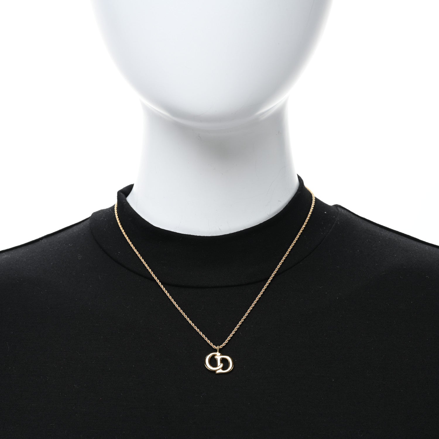 Christian Dior Metal CD Logo Pendant Necklace Gold 3 of 4
