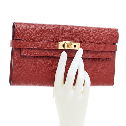 Hermes Epsom Kelly Longue Wallet Rouge Grenat 2 of 13