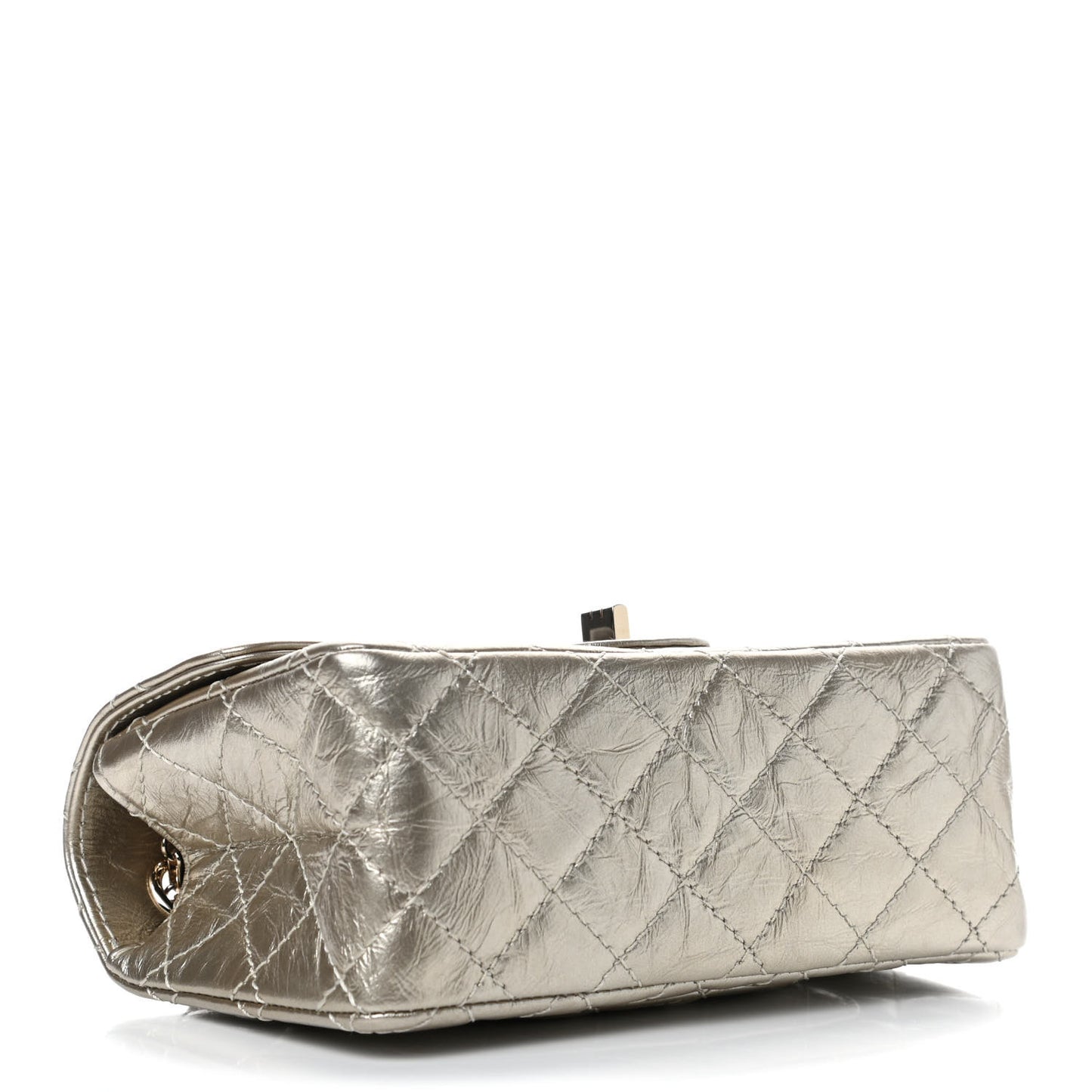 Metallic Aged Calfskin Quilted 2.55 Reissue Mini Flap Light Gold