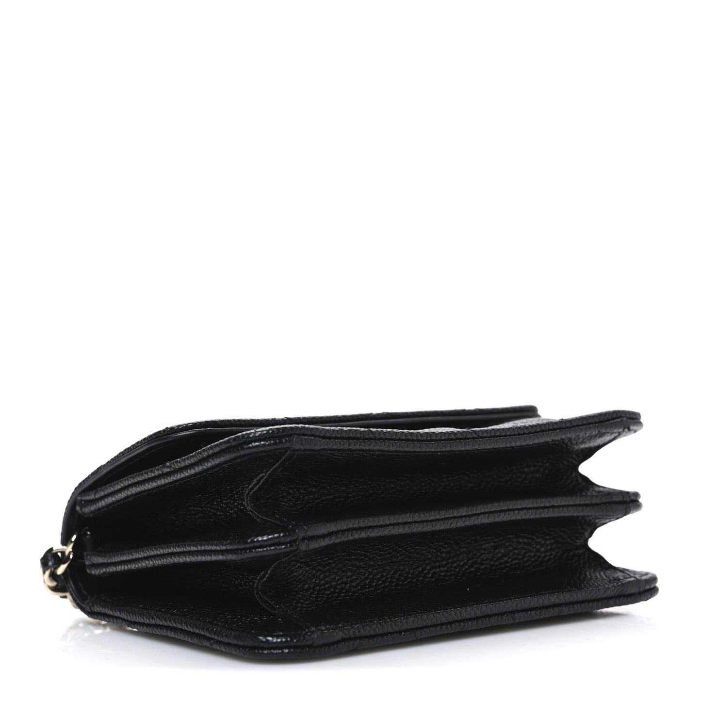 Caviar Quilted Mini Ribbon Wallet On Chain WOC Black
