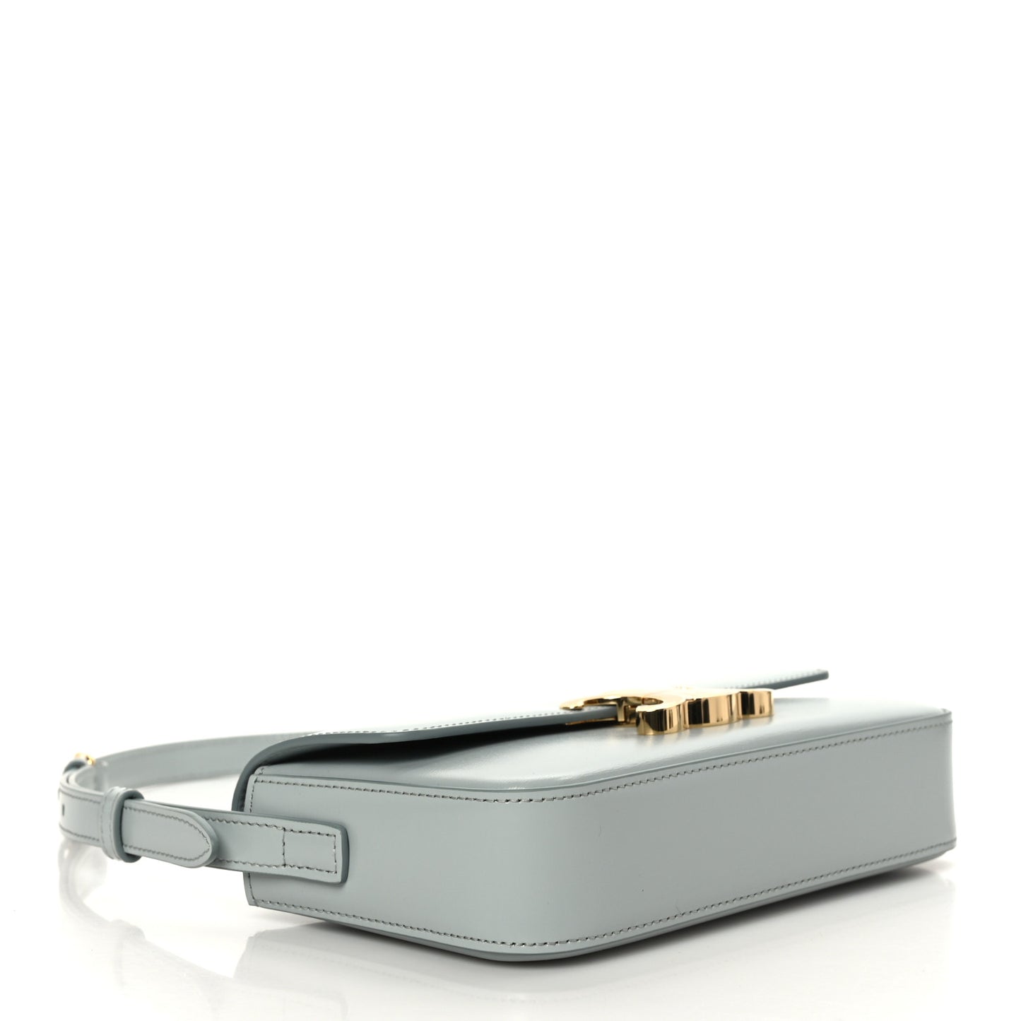 Shiny Calfskin Triomphe Shoulder Bag Soft Blue