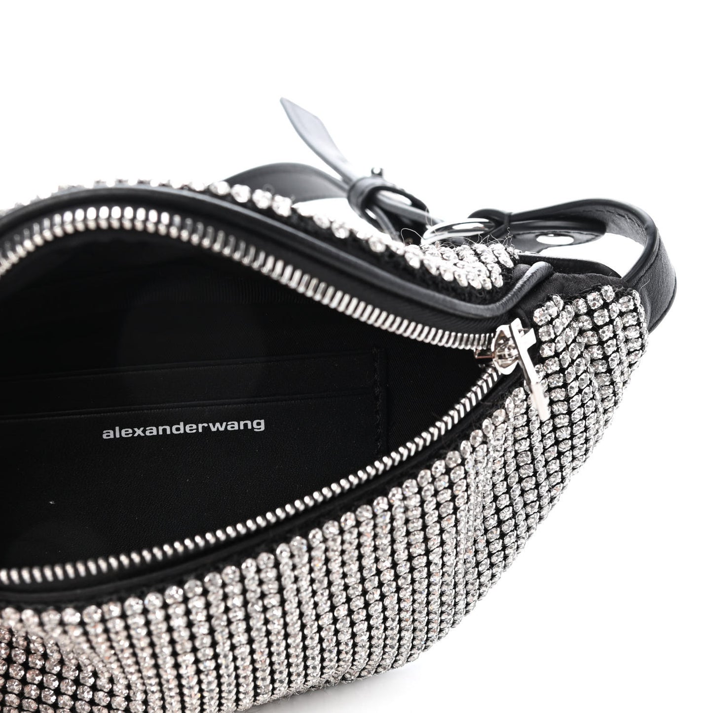 Rhinestone Mesh Mini Attica Belt Bag Black