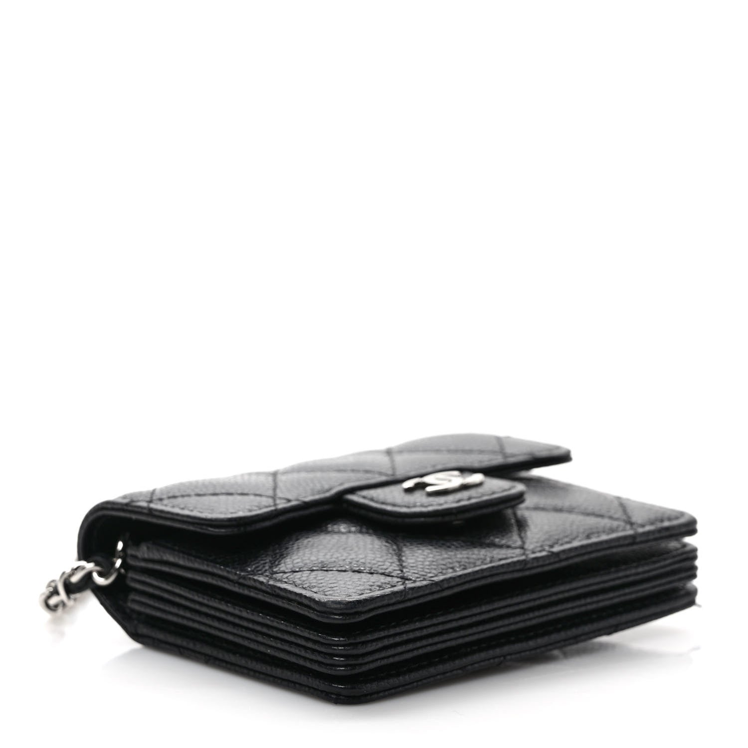 Chanel Caviar Quilted Flap Card Holder On Chain Black 4 of 9