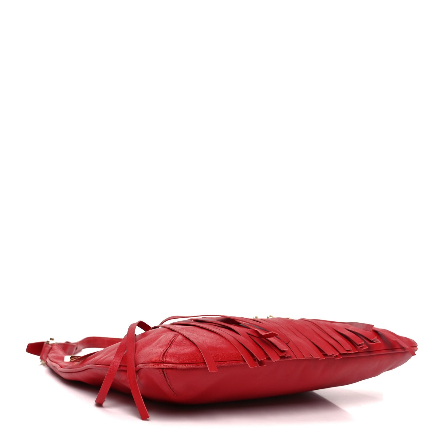 Calfskin Palazzo Fringe Shoulder Bag Red