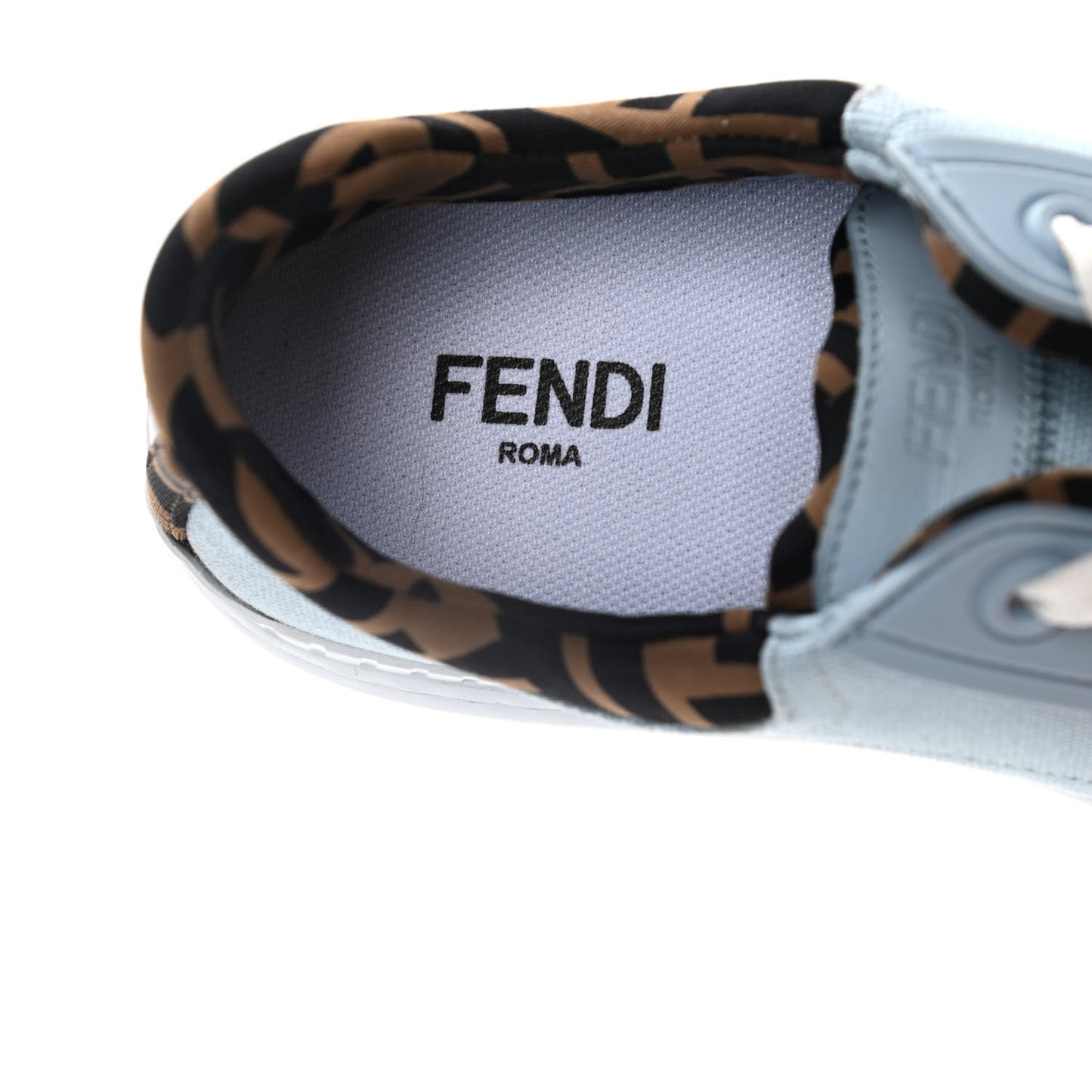 Canvas Lycra TPU FF Womens Fendi Force Low Top Sneakers 37 Sky Tobacco Black