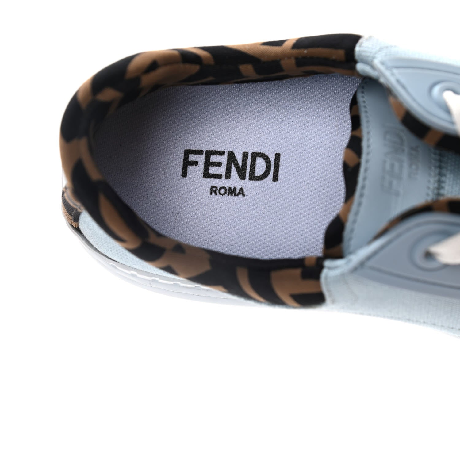 Fendi Canvas Lycra TPU FF Womens Fendi Force Low Top Sneakers 37 Sky Tobacco Black 8 of 11