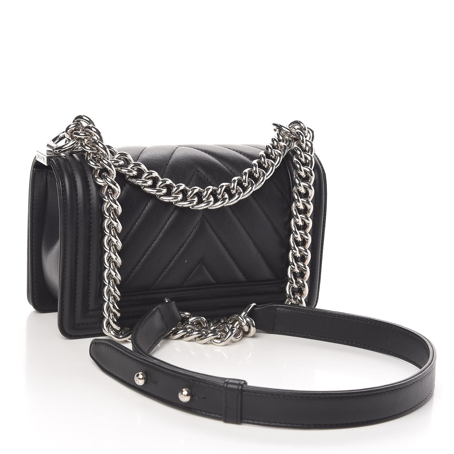 Chanel Calfskin Chevron Quilted Small Boy Flap Black 3 of 10