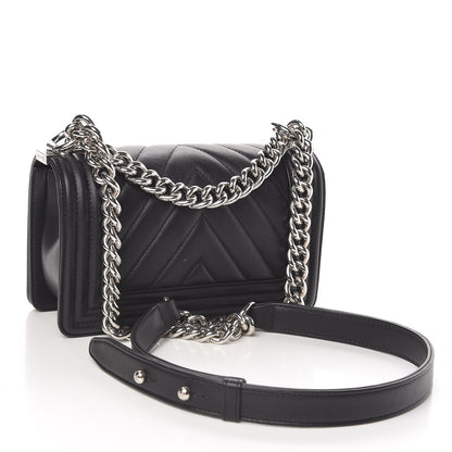 Chanel Calfskin Chevron Quilted Small Boy Flap Black 3 of 10