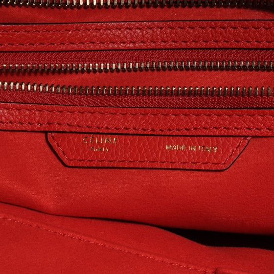 Celine Drummed Leather Shoulder Luggage Red 7 of 8