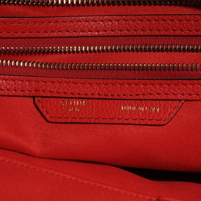 Celine Drummed Leather Shoulder Luggage Red 7 of 8
