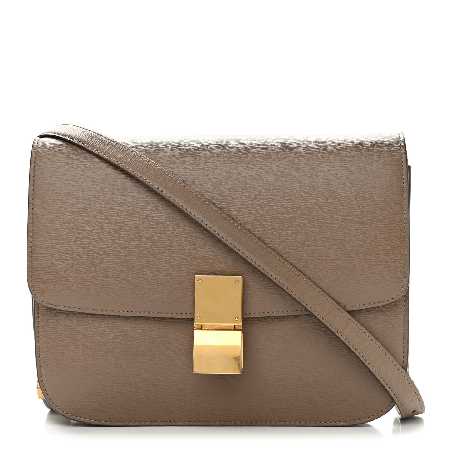 Liege Calfskin Medium Classic Box Flap Bag Taupe