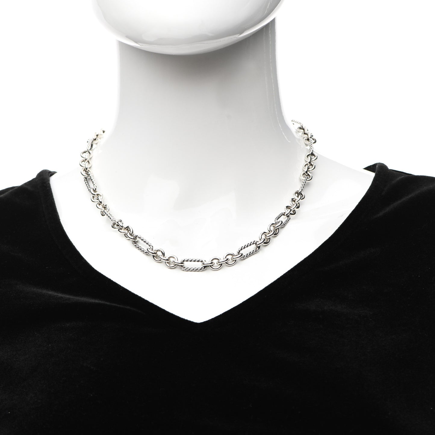 Sterling Silver 18K Yellow Gold Figaro Link Toggle Necklace