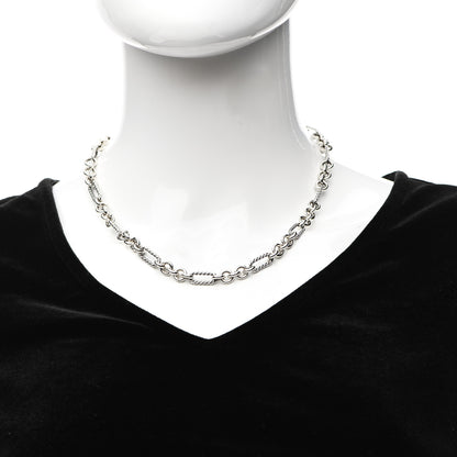 David Yurman Sterling Silver 18K Yellow Gold Figaro Link Toggle Necklace 2 of 4