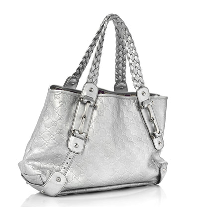 Gucci Metallic Guccissima Medium Pelham Shoulder Bag Silver 2 of 9