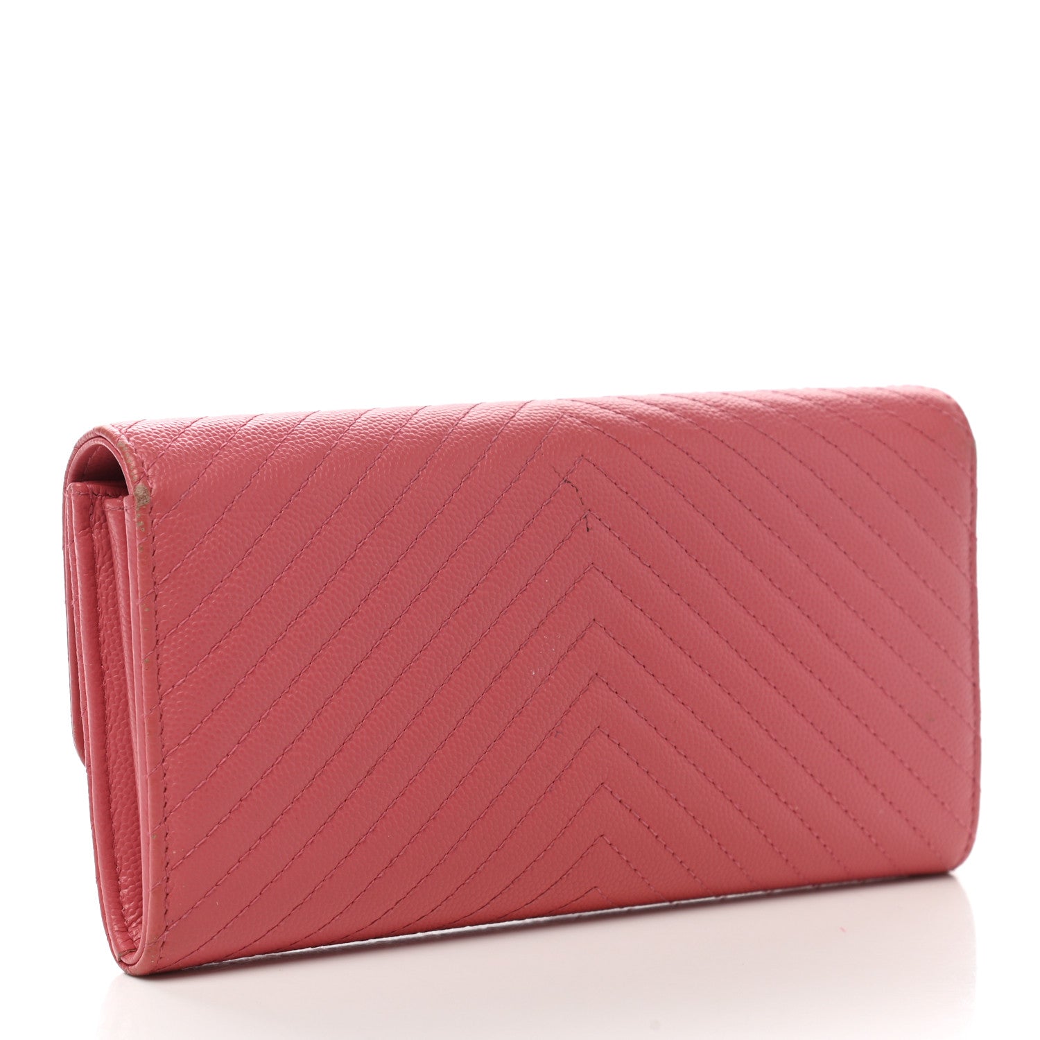 Chanel Caviar Chevron Quilted Large Gusset Flap Wallet Pink 3 of 16